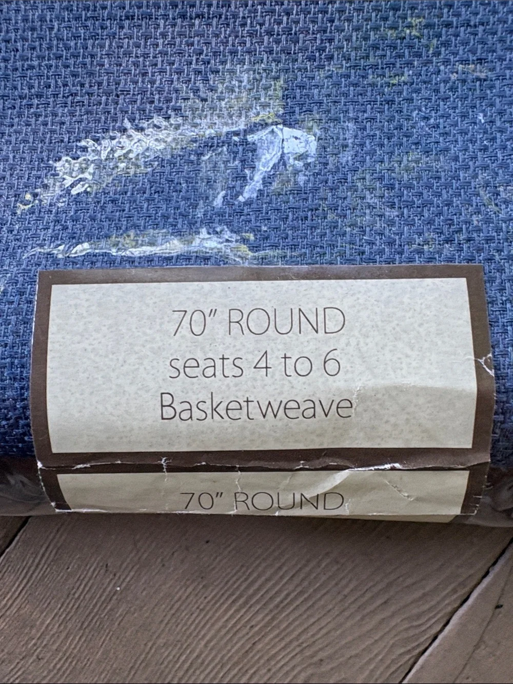 New- Basketweave Denim Blue 70” Round Tablecloth